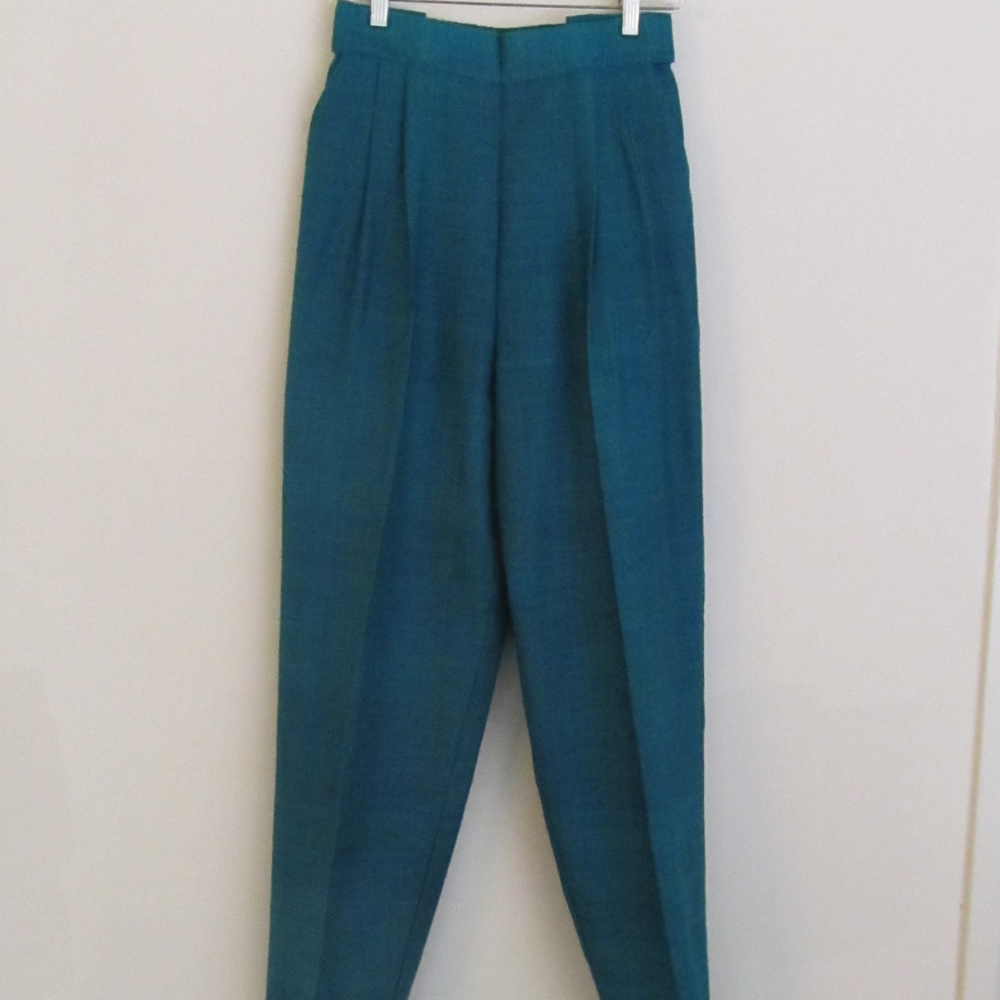Bonnie Durant teal raw silk pants